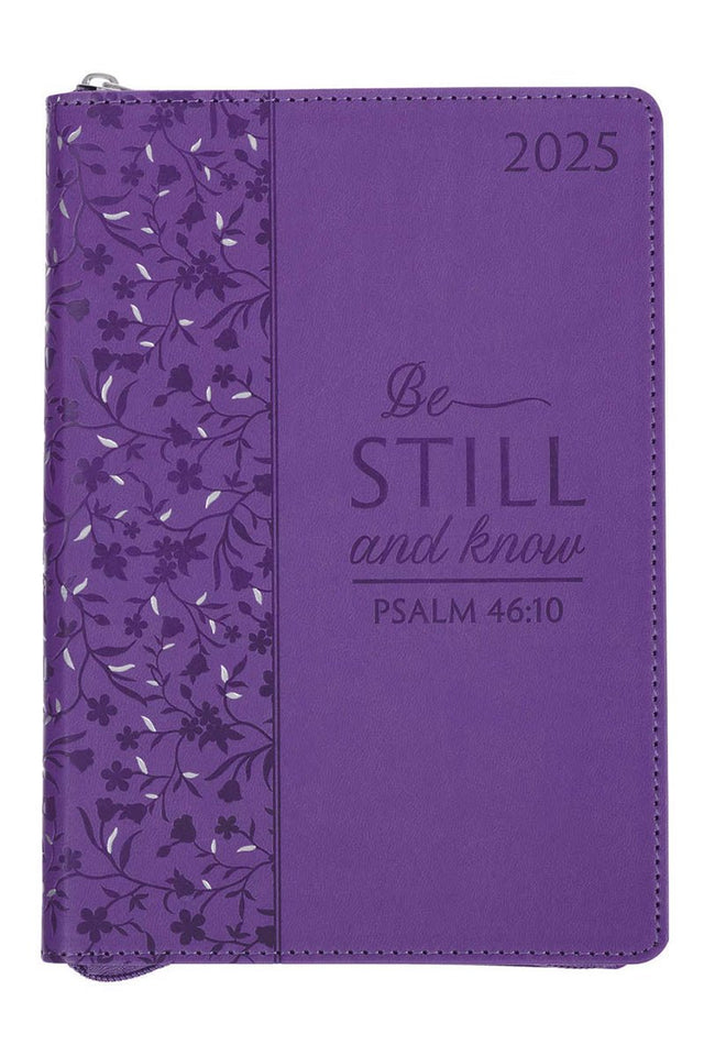 2025 Be Still and Know Purple LuxLeather Zippered Executive Planner - Wholesale Accessory Market