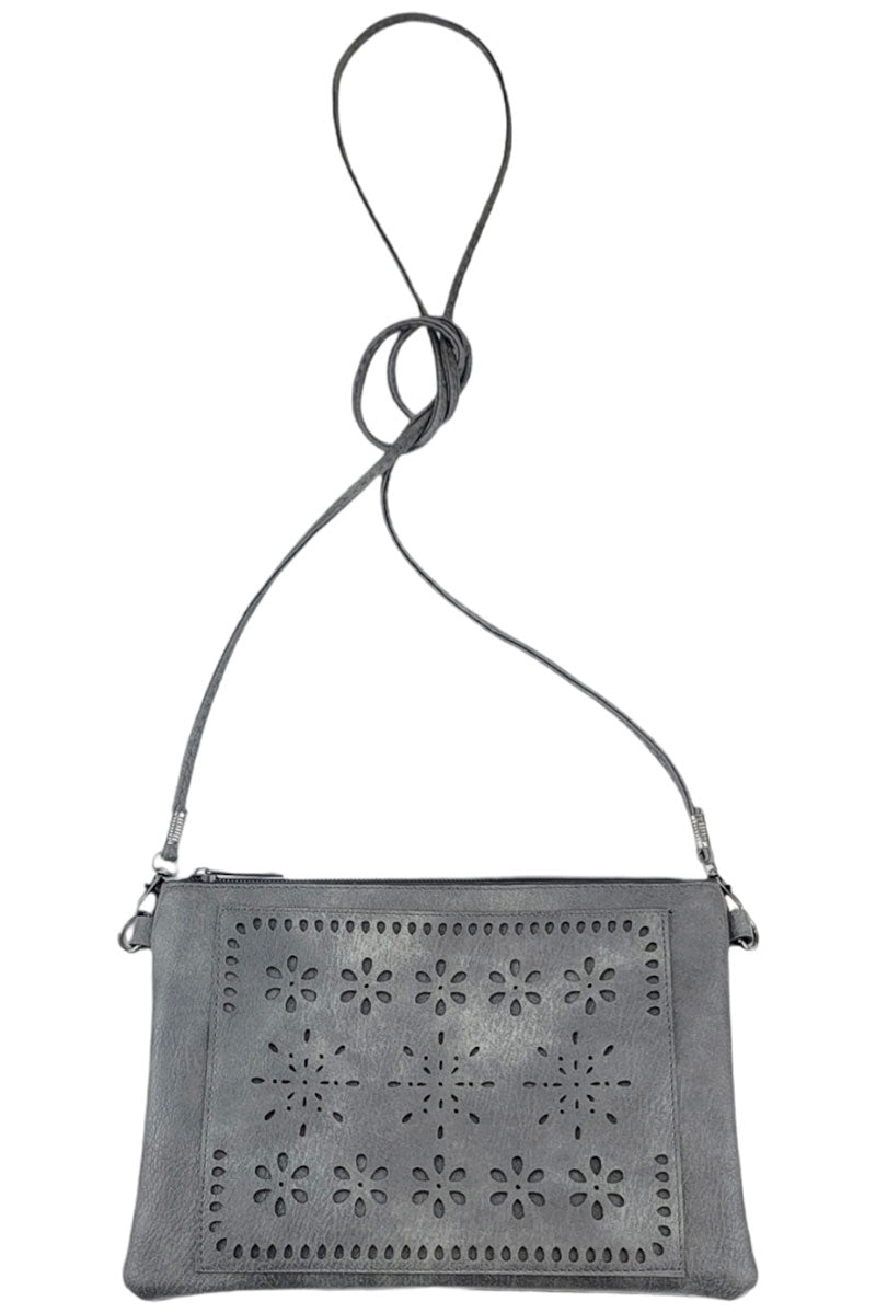 Be Clever The Elodie Charcoal Gray Faux Leather Crossbody - Wholesale Accessory Market