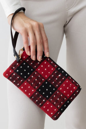 Be Clever Campfire Check Wristlet Pouch, Red - Wholesale Accessory Market