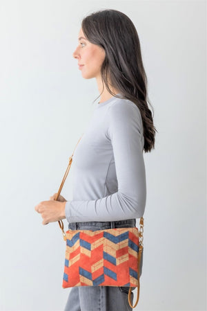 Be Clever Summit Stripe Crossbody Clutch, Brown - Wholesale Accessory Market