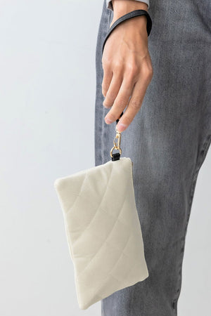 Be Clever Sadieville Quilted Wristlet Pouch, Ivory - Wholesale Accessory Market