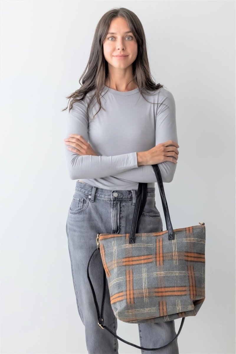 Be Clever Cozy Outlook Tote Bag, Gray - Wholesale Accessory Market