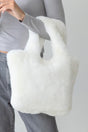 Be Clever Cozy Intentions Ivory Faux Fur Tote Bag - Wholesale Accessory Market