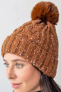 Be Clever Frosted View Pom Pom Beanie, Brown - Wholesale Accessory Market