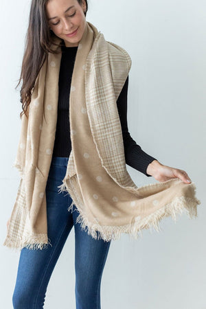 Be Clever Glen Ellyn Bias Scarf, Beige - Wholesale Accessory Market