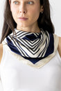 Be Clever Front And Center Square Satin Scarf, Navy - Wholesale Accessory Market
