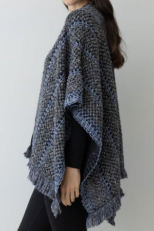 Be Clever Adobe Horizon Crochet Ruana, Black - Wholesale Accessory Market