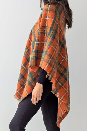 Be Clever Gather Around The Fire Poncho, Rust - Wholesale Accessory Market