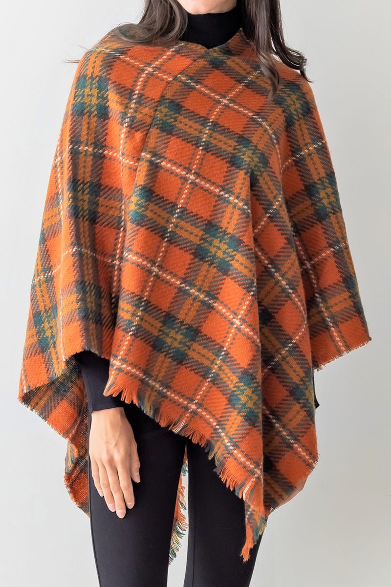Be Clever Gather Around The Fire Poncho, Rust - Wholesale Accessory Market