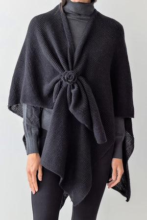 Be Clever Falling For Winter Ruana, Black - Wholesale Accessory Market