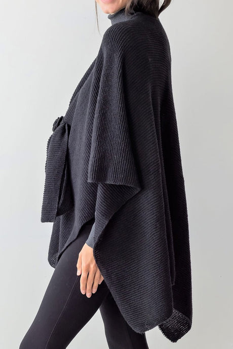 Be Clever Falling For Winter Ruana, Black - Wholesale Accessory Market