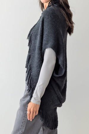 Be Clever Frost & Found Tassel Shrug, Black - Wholesale Accessory Market