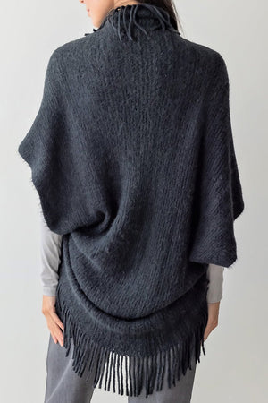 Be Clever Frost & Found Tassel Shrug, Black - Wholesale Accessory Market