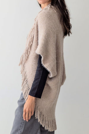 Be Clever Frost & Found Tassel Shrug, Taupe - Wholesale Accessory Market