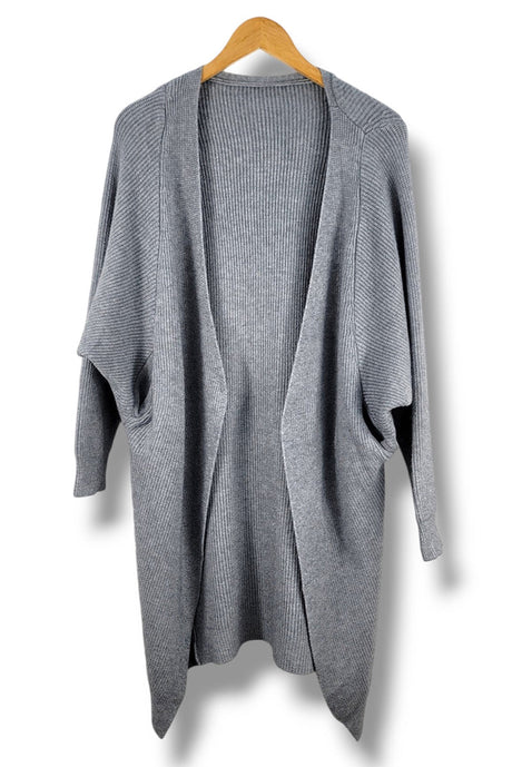 Be Clever Sweater Weather Knit Pocket Cardigan, Gray - Wholesale Accessory Market