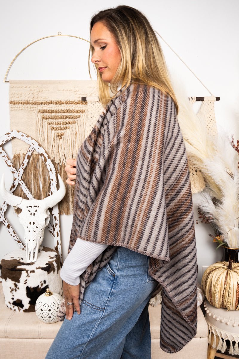 Be Clever Denver Dusk Ruana, Brown - Wholesale Accessory Market