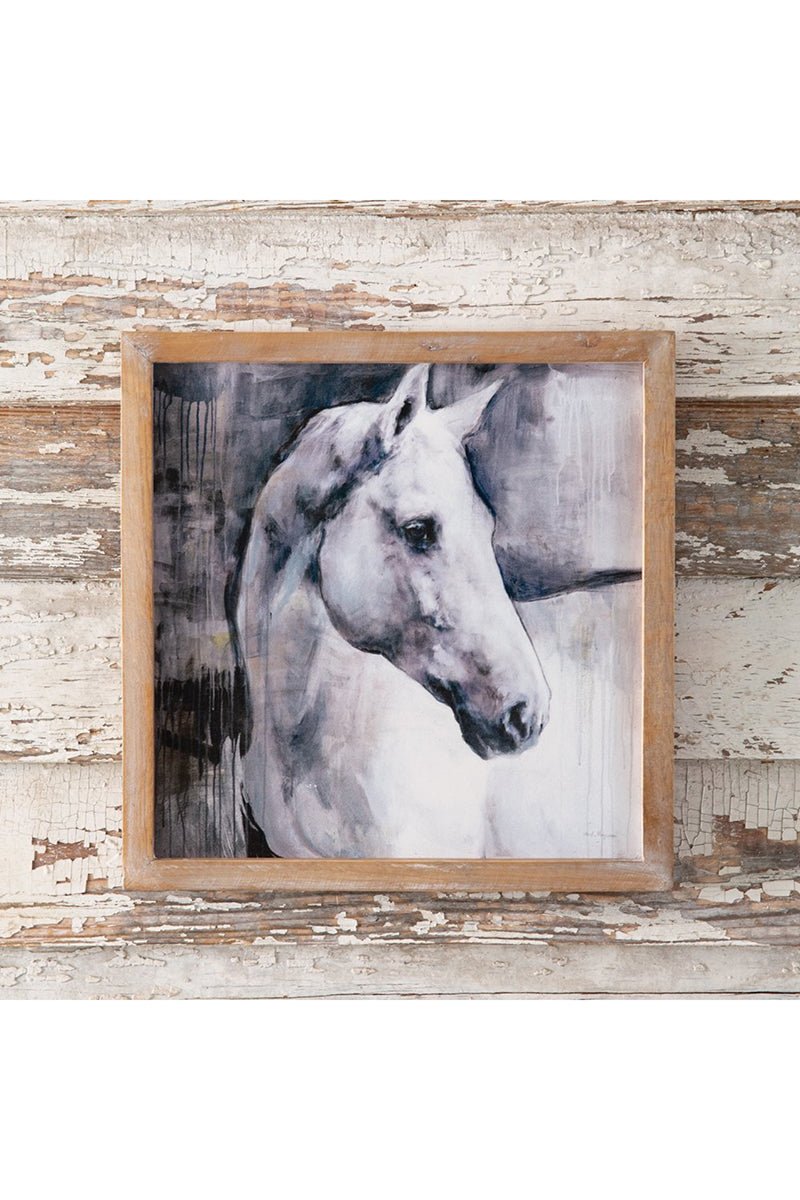 14 x 14 White Stallion Wall Art - Wholesale Accessory Market