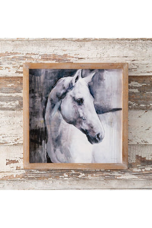 14 x 14 White Stallion Wall Art - Wholesale Accessory Market
