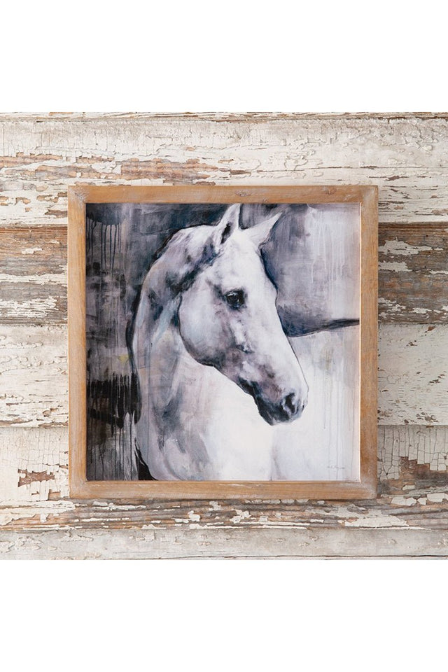 14 x 14 White Stallion Wall Art - Wholesale Accessory Market
