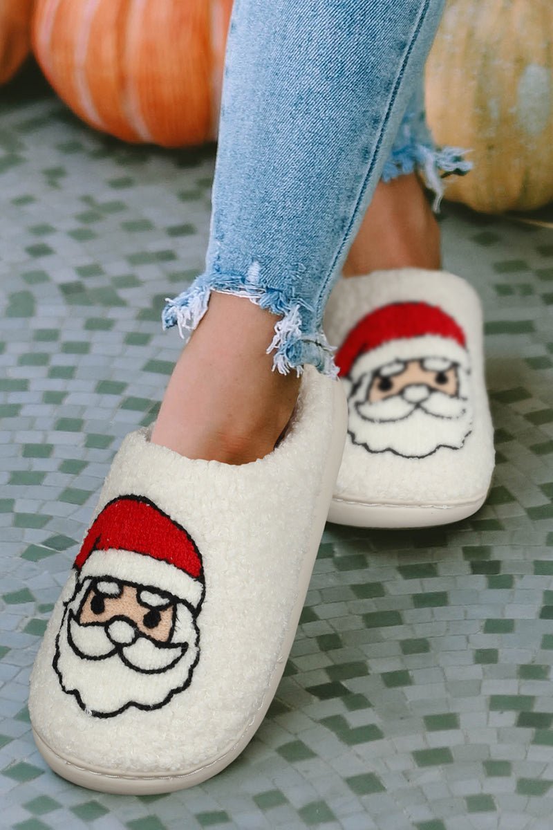 Santa Claus White Plush Slippers - Wholesale Accessory Market