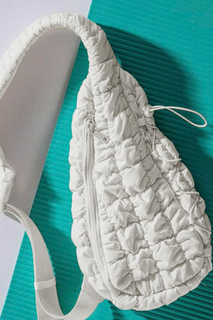 Draw Them In White Marshmallow Quilted Sling Bag - Wholesale Accessory Market