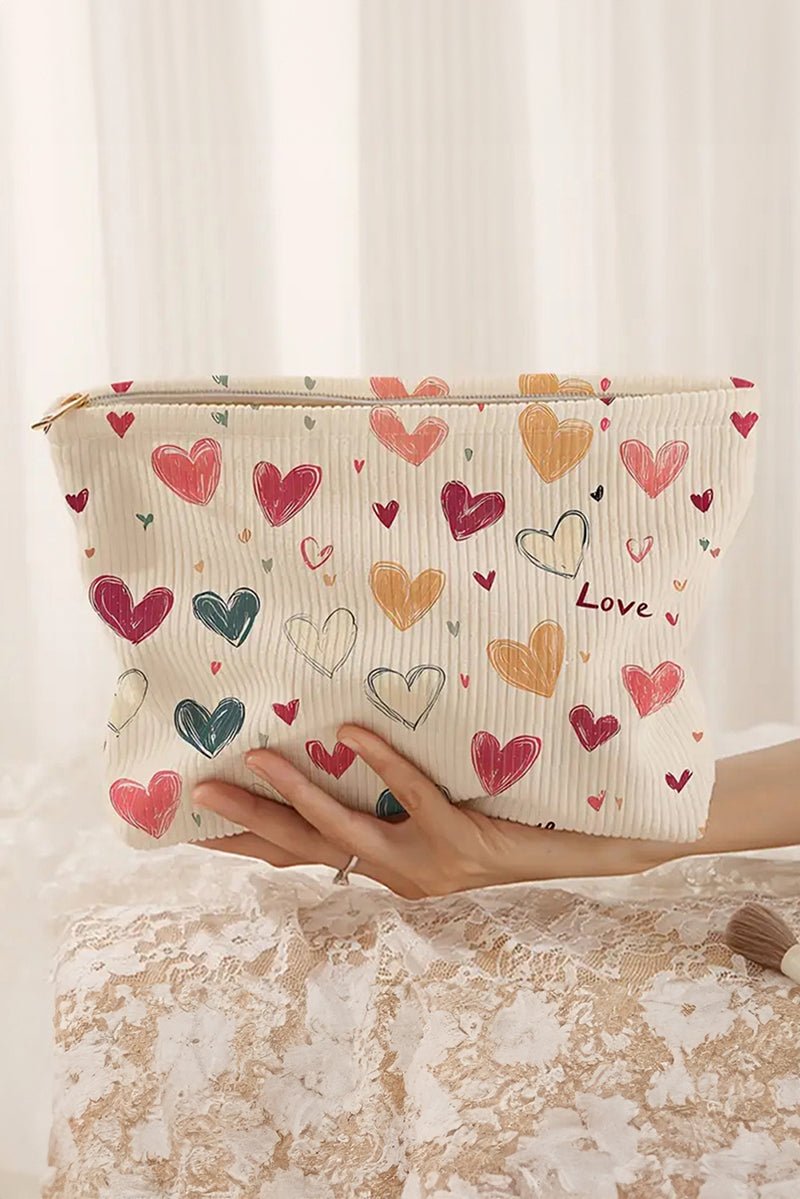 Heart Full Of Love Corduroy Makeup Bag - Wholesale Accessory Market