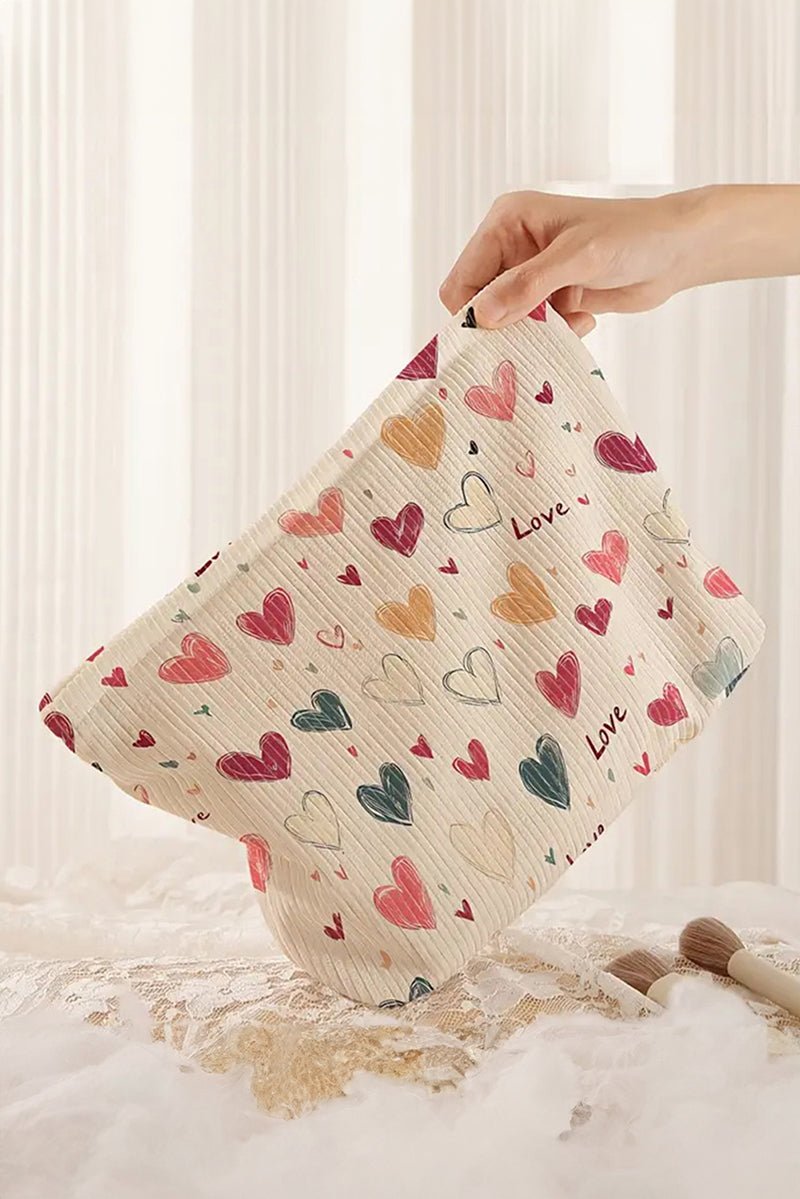 Heart Full Of Love Corduroy Makeup Bag - Wholesale Accessory Market