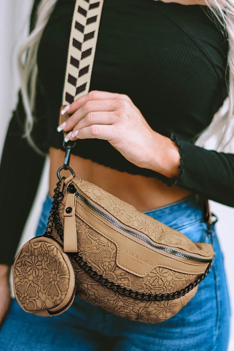 Life&rsquo;s A Journey Camel Crossbody Belt Bag with Coin Purse 