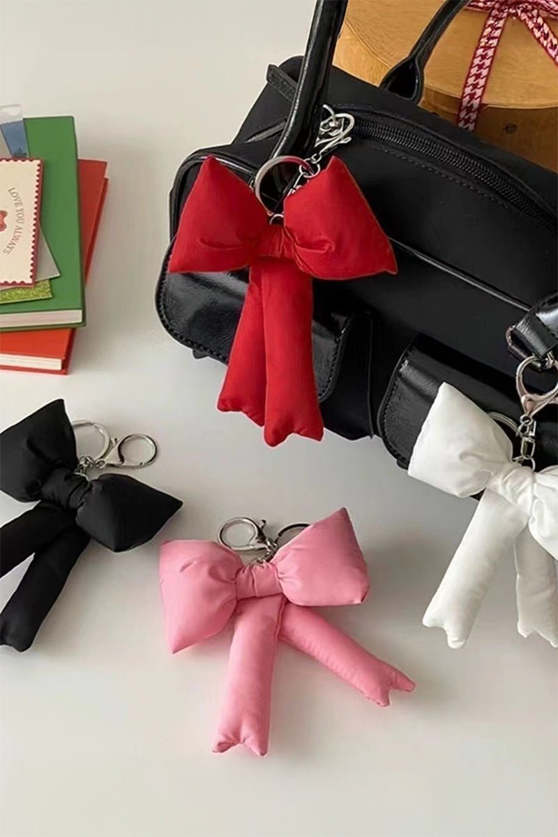 Coquette Crush Red Puffy Bow Keychain - Wholesale Accessory Market