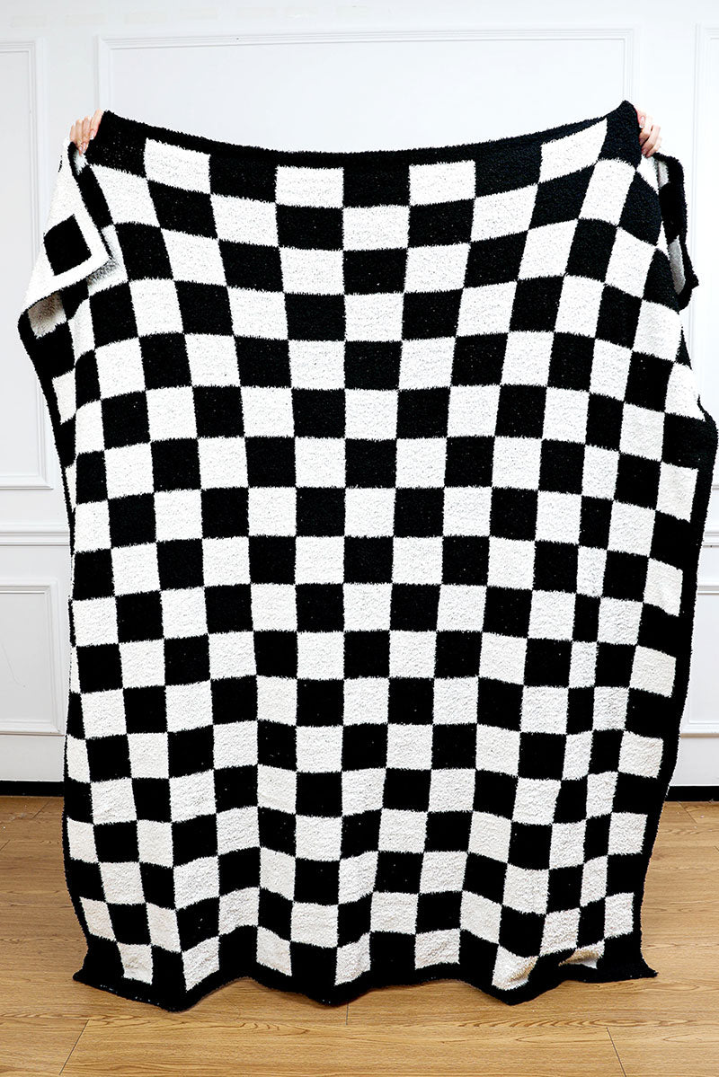 PREORDER! ETA 10/25 Time To Unwind Black Check 60 x 50 Blanket **SHIPPING EXPECTED TO BEGIN ON DATE 10/25** - Wholesale Accessory Market