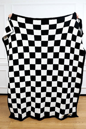 PREORDER! ETA 10/25 Time To Unwind Black Check 60 x 50 Blanket **SHIPPING EXPECTED TO BEGIN ON DATE 10/25** - Wholesale Accessory Market