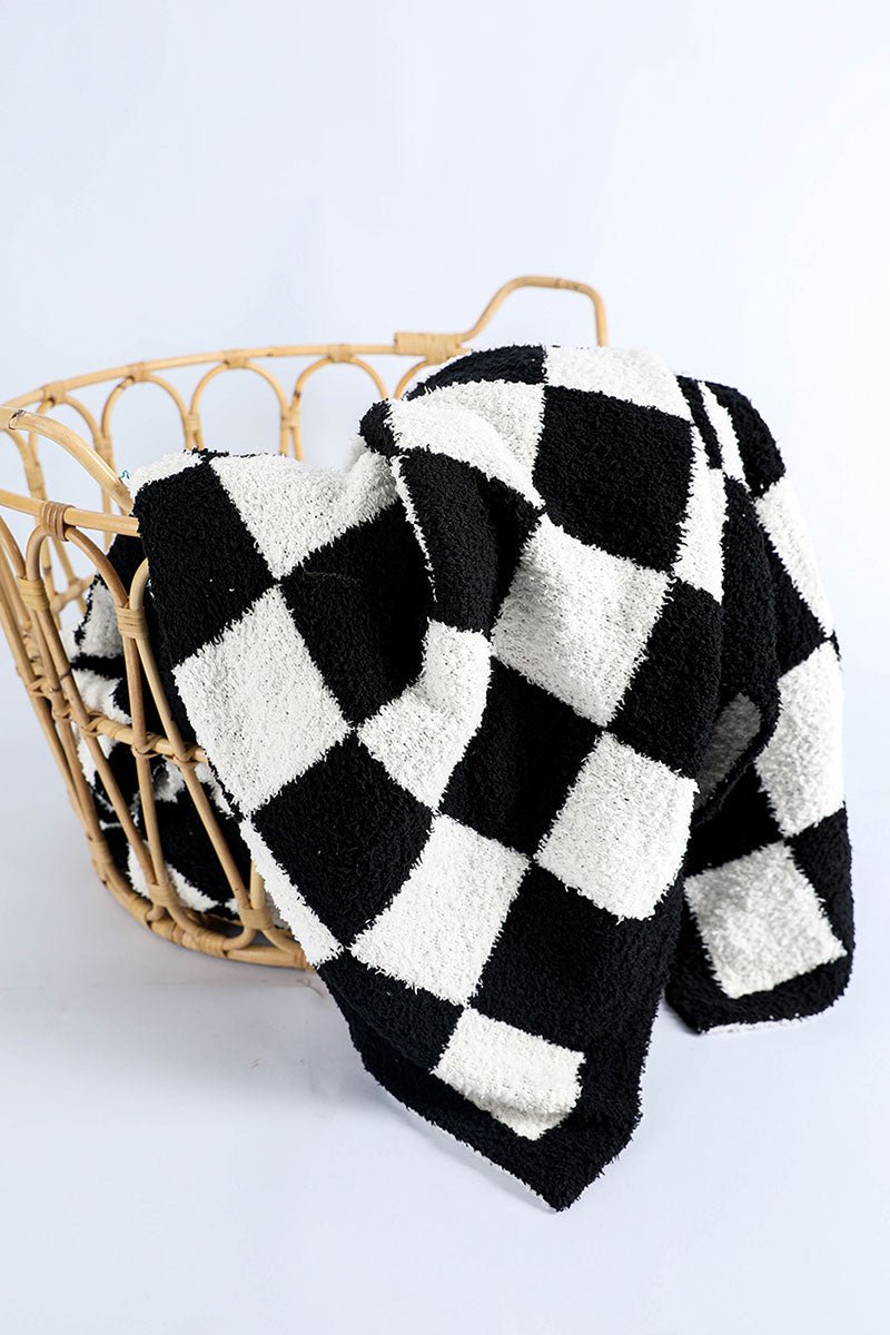 PREORDER! ETA 10/25 Time To Unwind Black Check 60 x 50 Blanket **SHIPPING EXPECTED TO BEGIN ON DATE 10/25** - Wholesale Accessory Market