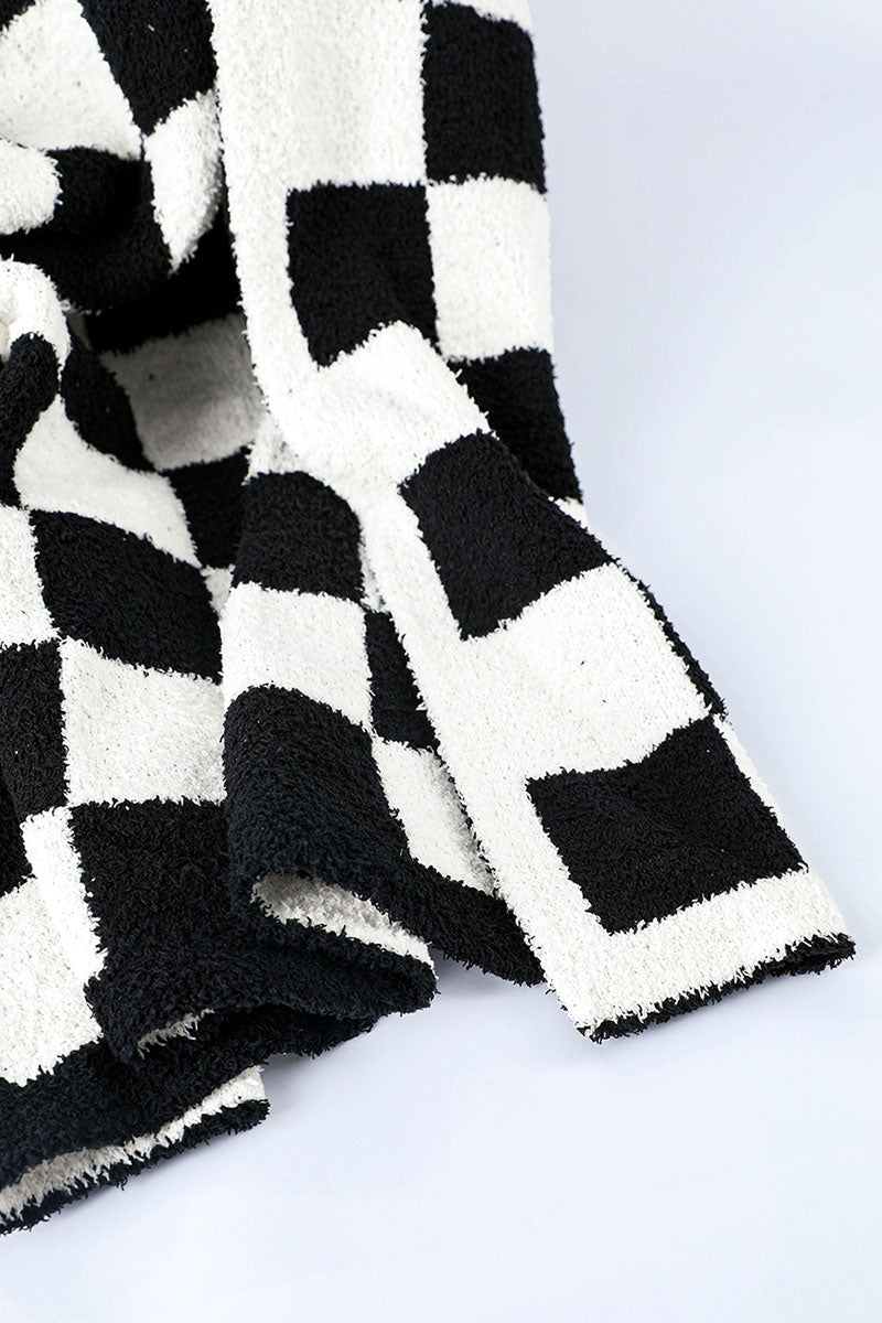 PREORDER! ETA 10/25 Time To Unwind Black Check 60 x 50 Blanket **SHIPPING EXPECTED TO BEGIN ON DATE 10/25** - Wholesale Accessory Market