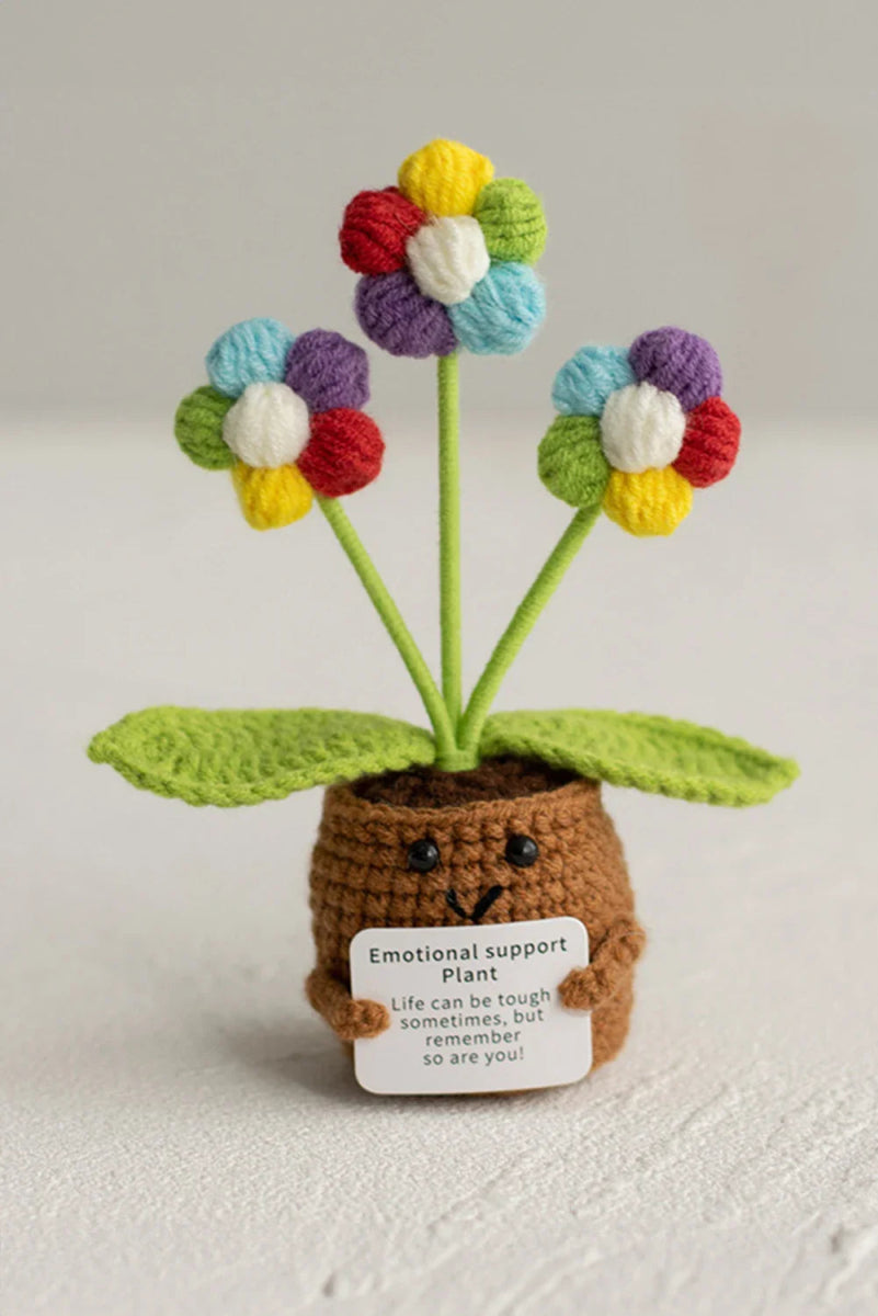 Crochet Emotional Support Flower Pot in Coffee - Wholesale Accessory Market