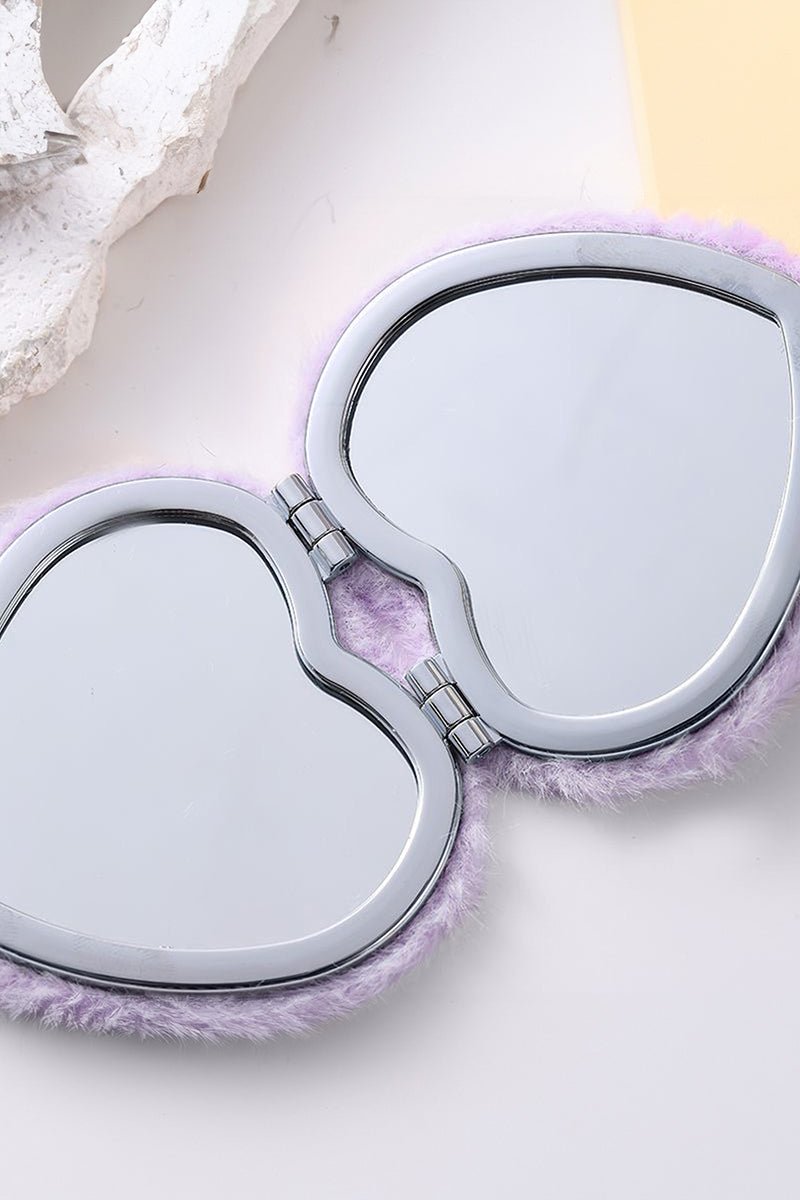 Fuzzy Feelings Orchid Petal Heart Compact Mirror - Wholesale Accessory Market