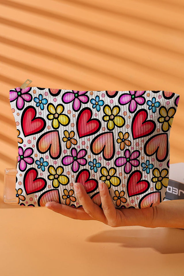 Blossoming Love Corduroy Makeup Bag - Wholesale Accessory Market