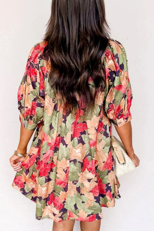 PREORDER! ETA 11/7 Floral Forecast Green Multi Mini Dress **SHIPPING EXPECTED TO BEGIN ON DATE 11/7** - Wholesale Accessory Market
