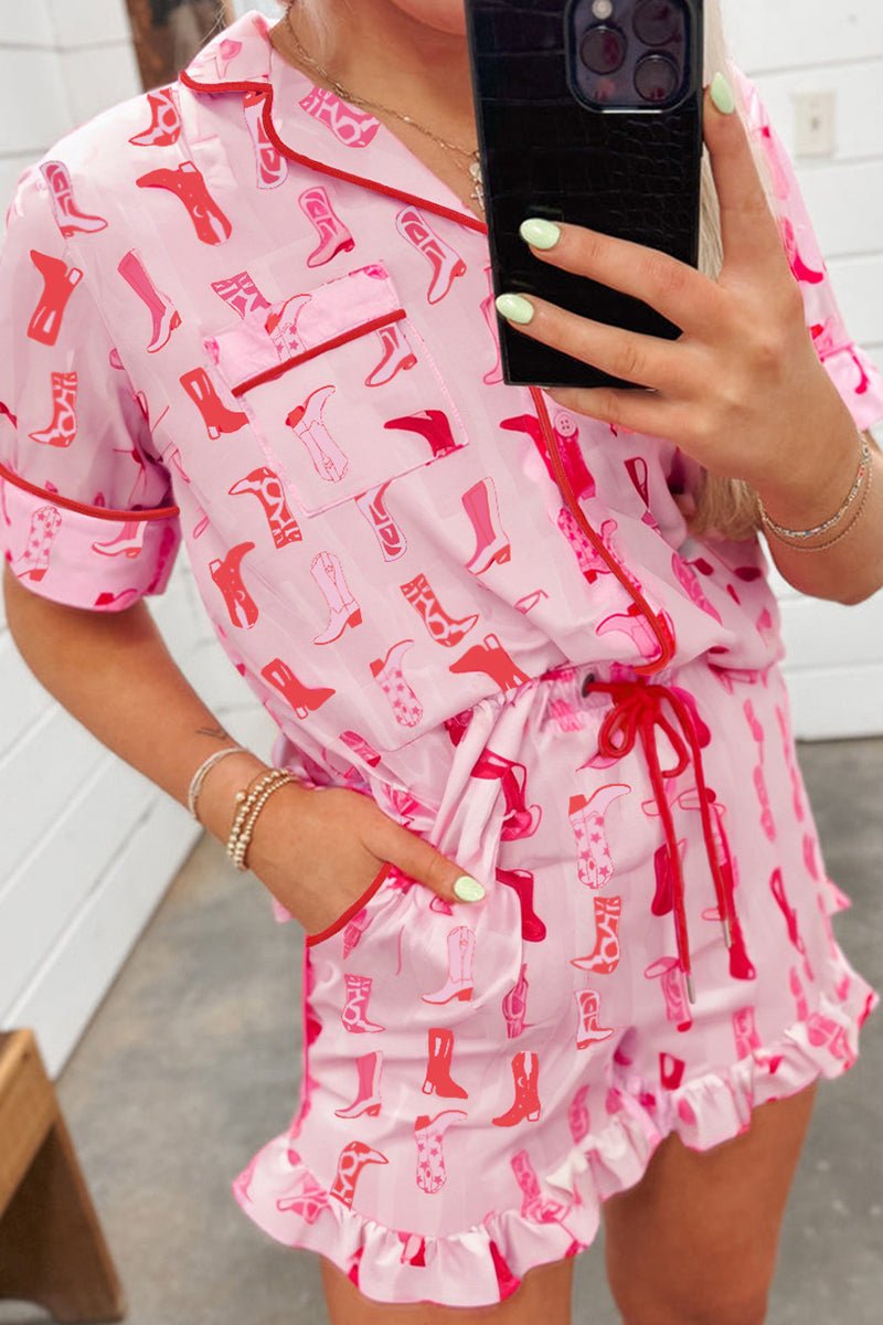 Sweetheart Stampede Pink Top and Shorts Pajama Set - Wholesale Accessory Market