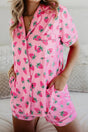 PREORDER! ETA 8/24 Strawberry Snooze Pink Button Top and Shorts Pajama Set **SHIPPING EXPECTED TO BEGIN ON DATE 8/24** - Wholesale Accessory Market