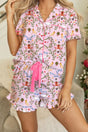 PREORDER! ETA 11/5 Caroling Dreams Pink Ruffled Button Top and Shorts Pajama Set **SHIPPING EXPECTED TO BEGIN ON DATE 11/5** - Wholesale Accessory Market