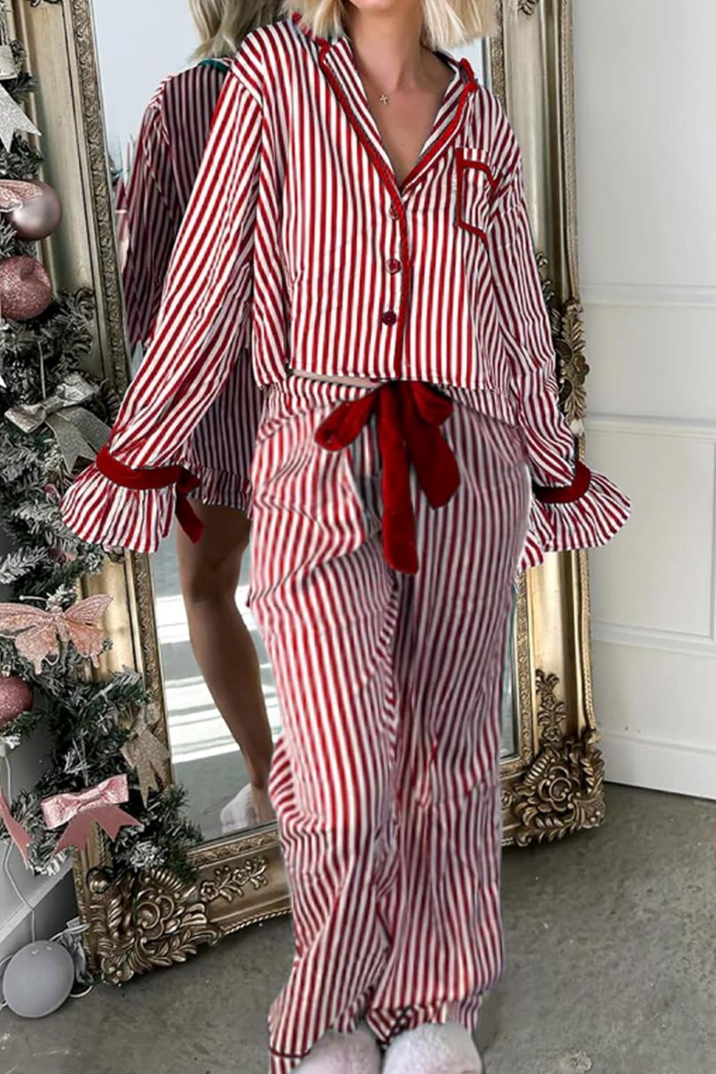PREORDER! ETA 11/16 Candy Cane Lane Red Top and Pants Pajama Set **SHIPPING EXPECTED TO BEGIN ON DATE 11/16** - Wholesale Accessory Market