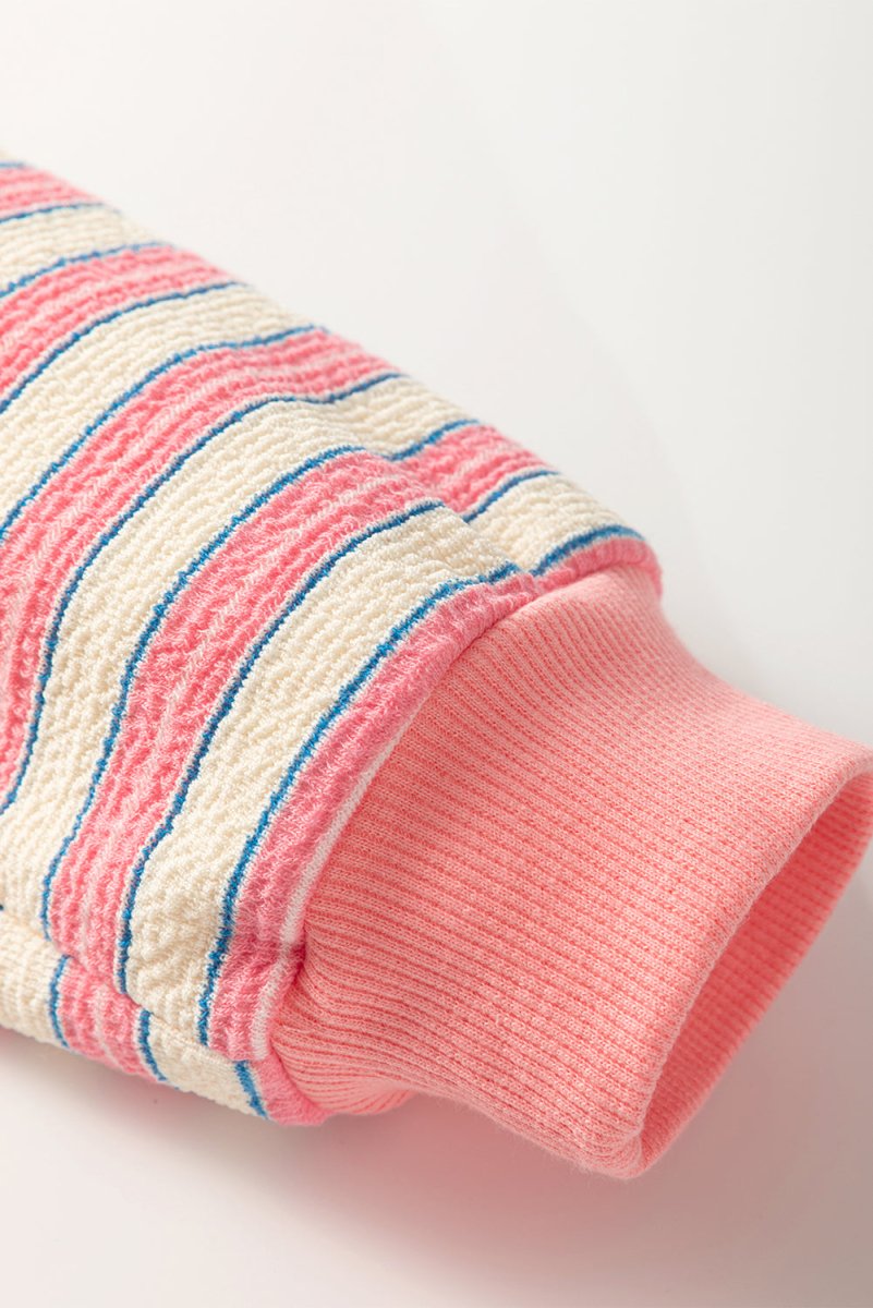 Time Of Your Life Button Pink Stripe Collared V - Neck Top - Wholesale Accessory Market