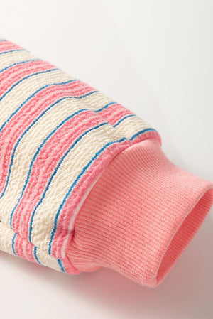 Time Of Your Life Button Pink Stripe Collared V - Neck Top - Wholesale Accessory Market