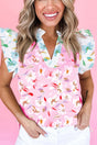 PREORDER! ETA 4/8 Spring Mornings Multi - Color Floral Ruffle Blouse **SHIPPING EXPECTED TO BEGIN ON DATE 4/8** - Wholesale Accessory Market