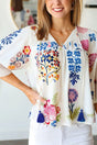 Midsummer Mood Tassel V - Neck Blouse - Wholesale Accessory Market