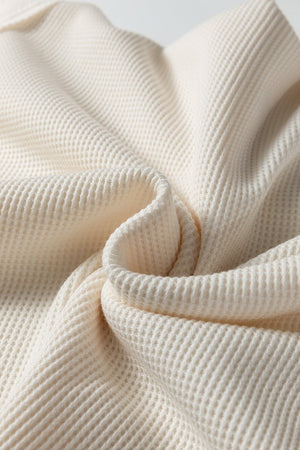 Quiet Allure Beige Off - Shoulder Waffle Knit Top - Wholesale Accessory Market