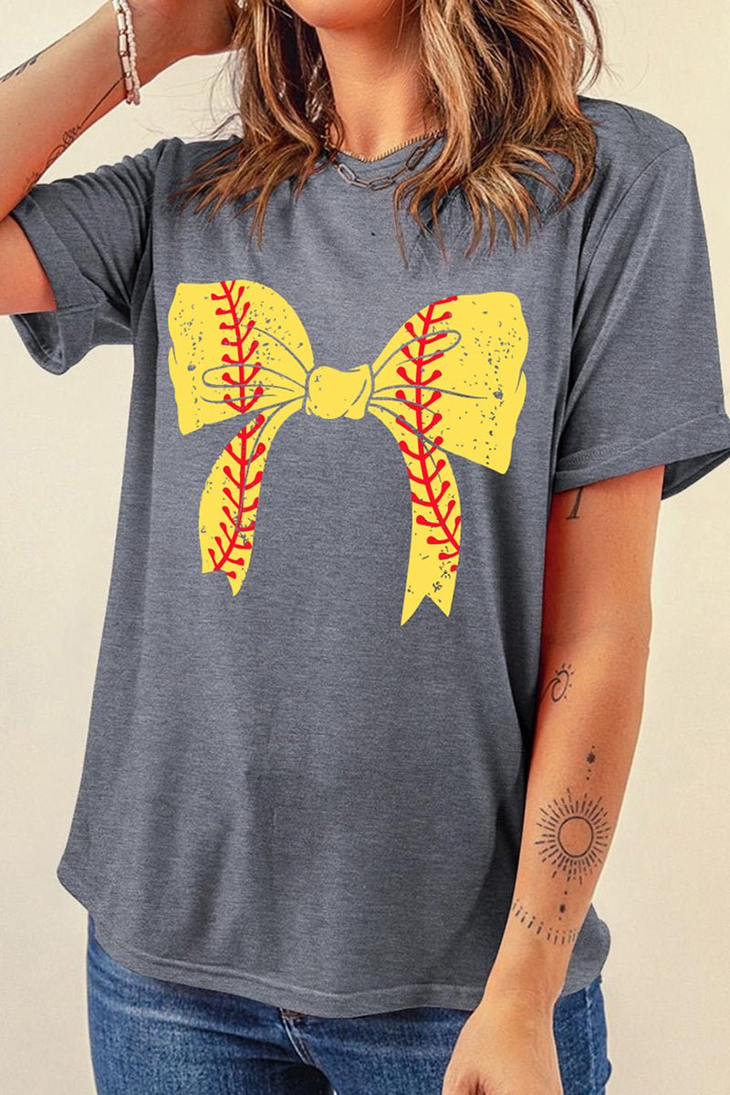 Softball Coquette Gray Graphic Tee - Wholesale Accessory Market