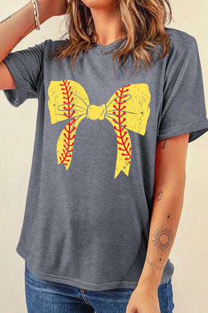 Softball Coquette Gray Graphic Tee - Wholesale Accessory Market