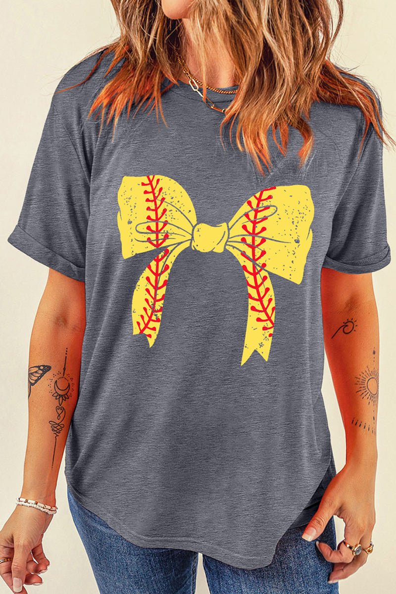 Softball Coquette Gray Graphic Tee - Wholesale Accessory Market
