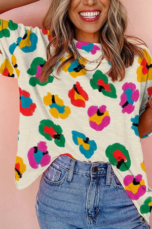 PRE-ORDER! ETA 5/16 Rainbow Leopard Apricot Drop Shoulder Oversize Tee **SHIPPING EXPECTED TO BEGIN ON DATE 5/16** - Wholesale Accessory Market
